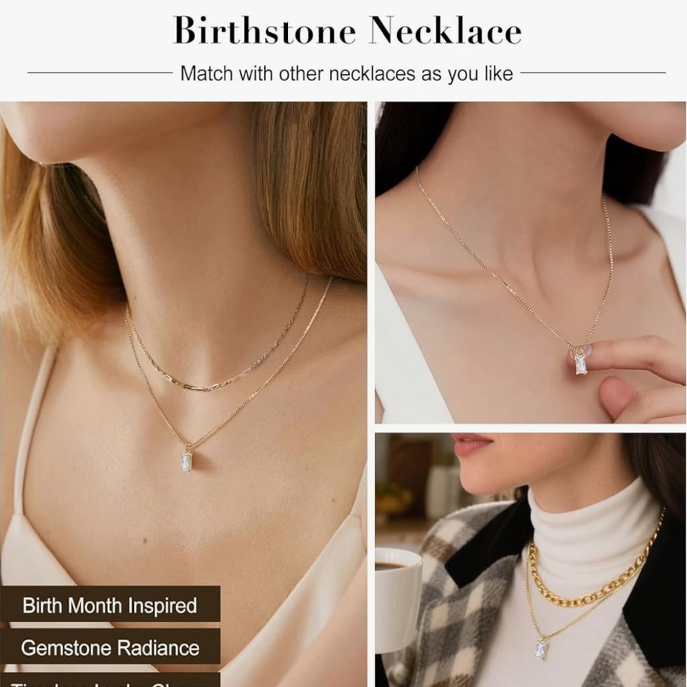 April Birthstone Pendant Necklace - Picture 3 of 4